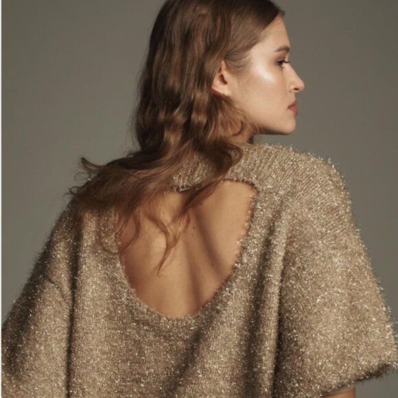 Brand New The Violetta Short-Sleeve Tinsel Sweater by Maeve - Picture 5 of 13